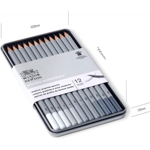 Boîte métal de 12 crayons assortis crayon graphite - Winsor & Newton