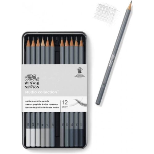 Boîte métal de 12 crayons assortis crayon graphite - Winsor & Newton