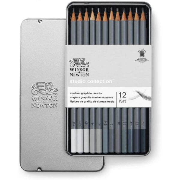 Boîte métal de 12 crayons assortis crayon graphite - Winsor & Newton