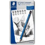 Boîte métal de 12 crayons assortis Lumograph Graphite - Staedtler