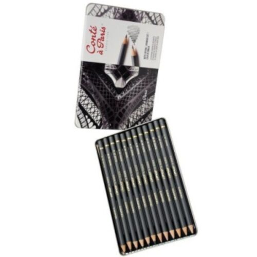 Boîte métal de 12 crayons graphite assortis - Conté à Paris