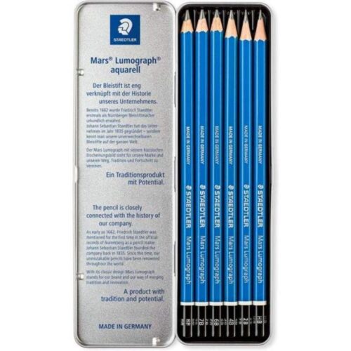 Boîte métal de 6 crayons assortis Lumograph Graphite - Staedtler