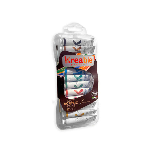 Boite plastique de 12 tubes acryliques mats 12ml