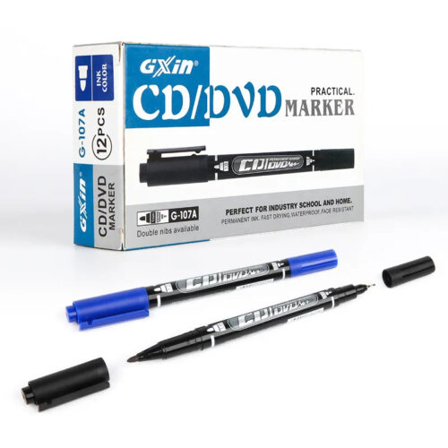 Gxin G-107A double tête double pointe marqueur permanent CD/DVD à base d'huile lisse écriture alcool marqueur permanent pour les entreprises