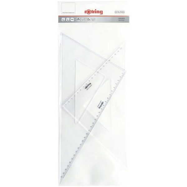 Jeu 2 équerres - 30cm - 45°/60° - Rotring