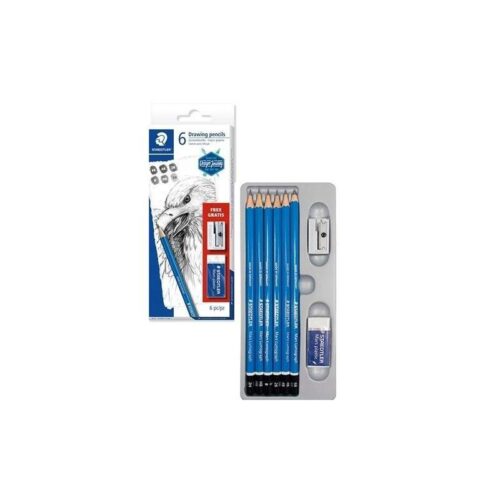 Lot de 6 crayons lumograph + taille-crayon et gomme - Staedtler