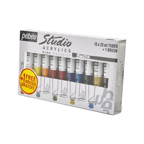 Coffret de 10 Tubes Studio Acrylics 20 ml & Pinceau