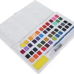 Boite aquarelle en plastique giorgione 48 couleurs +1Pinceau réservoire + 1 pinceaux rond