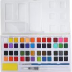 Boite aquarelle en plastique giorgione 48 couleurs +1Pinceau réservoire + 1 pinceaux rond