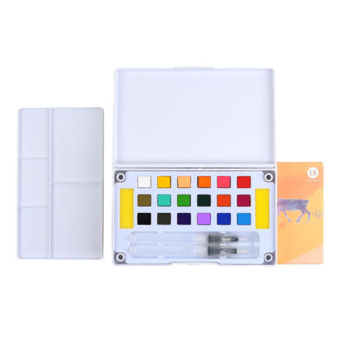 Boite aquarelle en plastique giorgione 18 couleurs +2 Pinceau réservoire