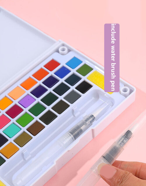 Boite aquarelle en plastique giorgione 48 couleurs +1Pinceau réservoire + 1 pinceaux rond