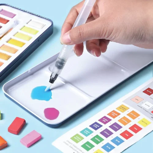 Boite aquarelle metalique giorgione 36 couleurs + Pinceau rond + Pinceau réservoire