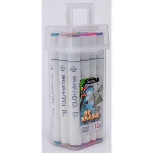 boite de 12 Marqueurs à alcool double pointe – Superior Art Markers – Touch