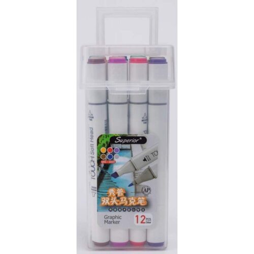 boite de 12 Marqueurs à alcool double pointe – Superior Art Markers – Touch