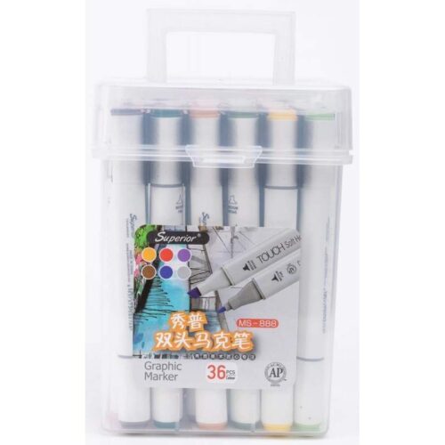 boite de 36 Marqueurs à alcool double pointe – Superior Art Markers – Touch