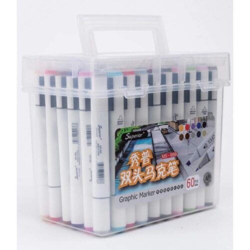 boite de 60 Marqueurs à alcool double pointe – Superior Art Markers – Touch