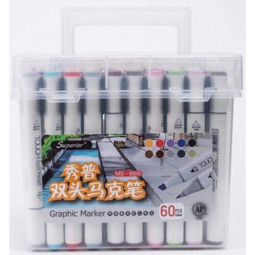 boite de 60 Marqueurs à alcool double pointe – Superior Art Markers – Touch