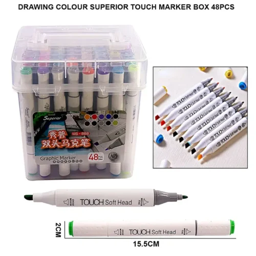 boite de 48 Marqueurs à alcool double pointe – Superior Art Markers – Touch